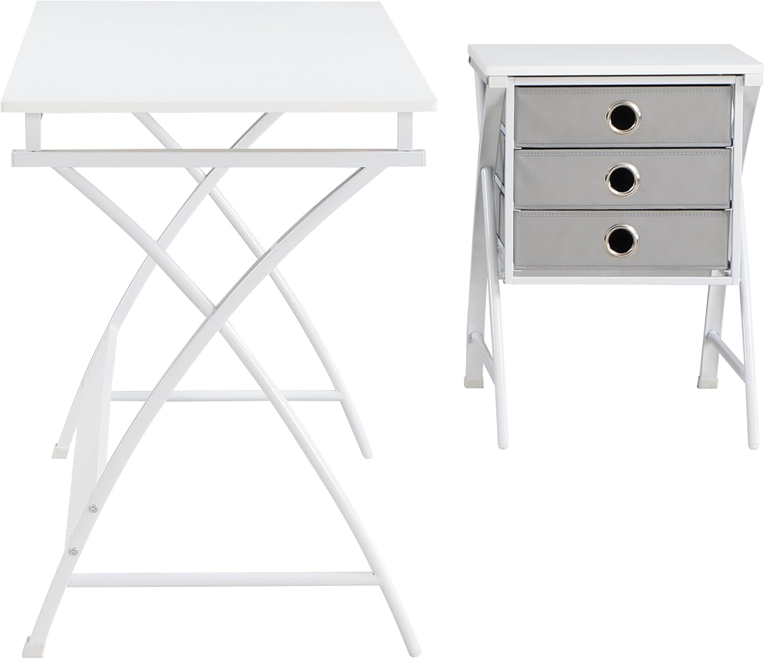 OSP Home Furnishings Olympic Utility Home Office Desk with Nesting 3-Drawer Storage Stand