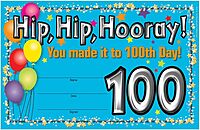 Barker Creek Recognition Awards, 100th Day, Celebrate Student Achievements with These Colorful Awards, 8.5" x 5.5"