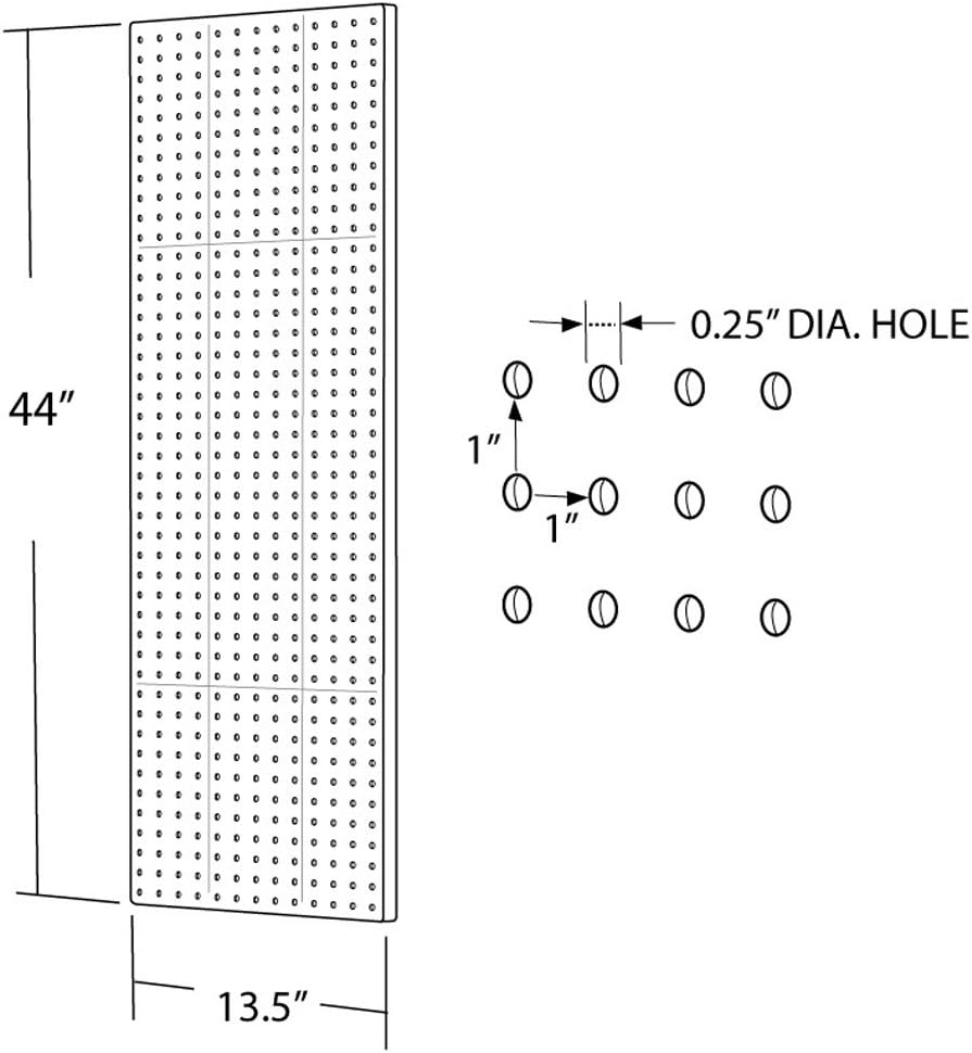 Azar 771344-WHT Pegboard 1-Sided Wall Panel, White Solid Color, 2-Pack
