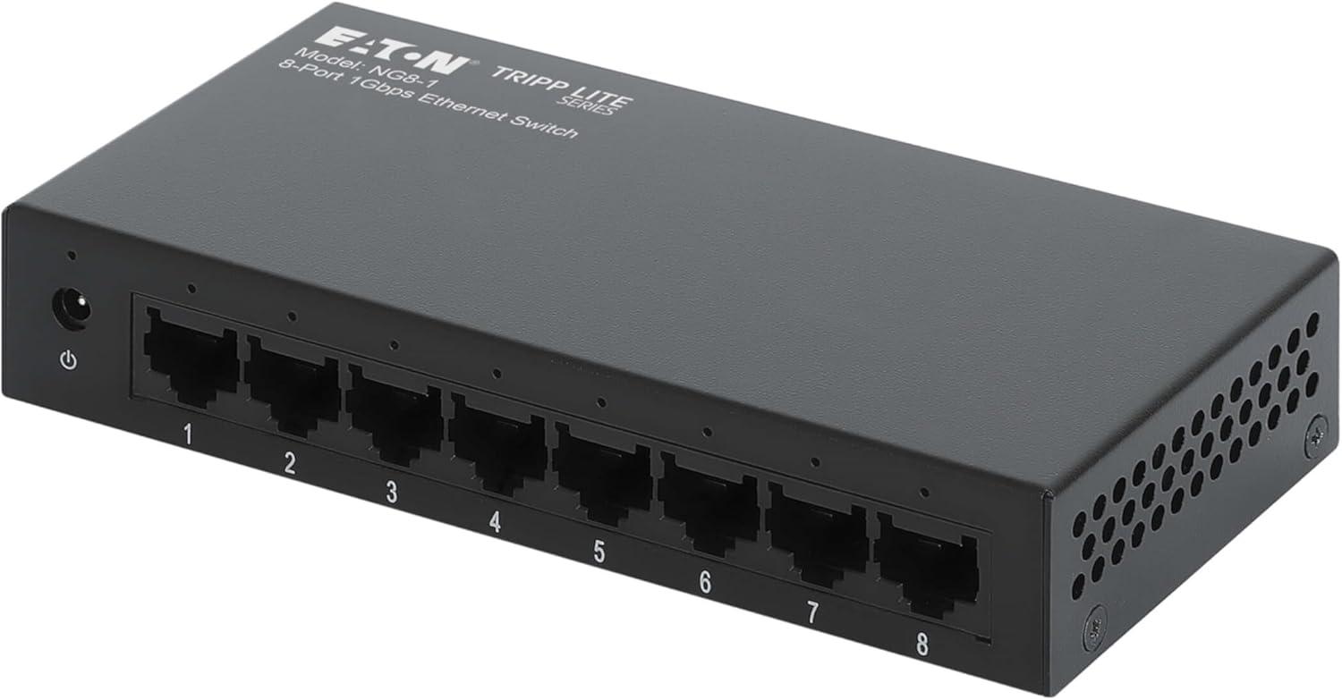 TRIPP LITE 8-Port Desktop Unmanaged Ethernet Network Switch, Metal Enclosure, Plug-and-Play, Wall Mount, 3-Year Warranty