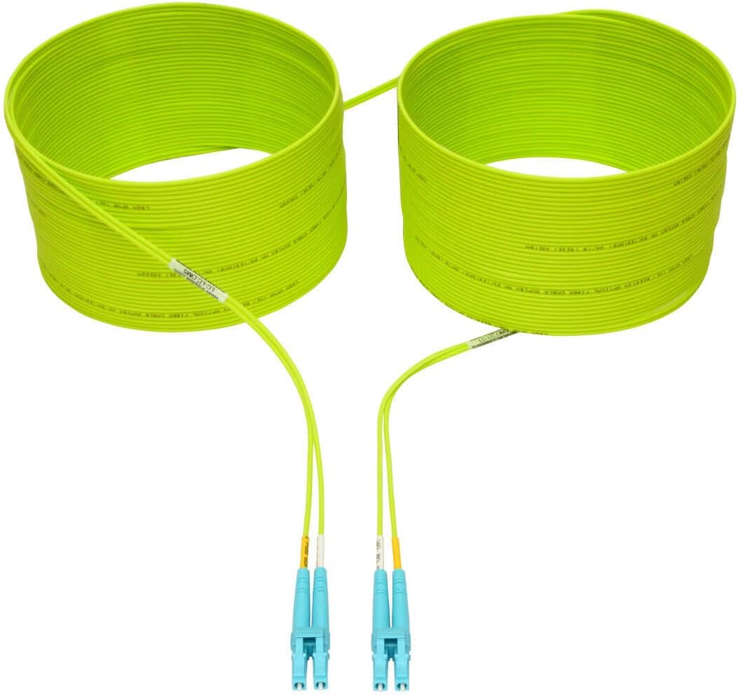 Tripp Lite Duplex Multimode Fiber Patch Cable OM5 LC LC 50/125 100Gb Lime Green 10M (N820-10M-OM5)