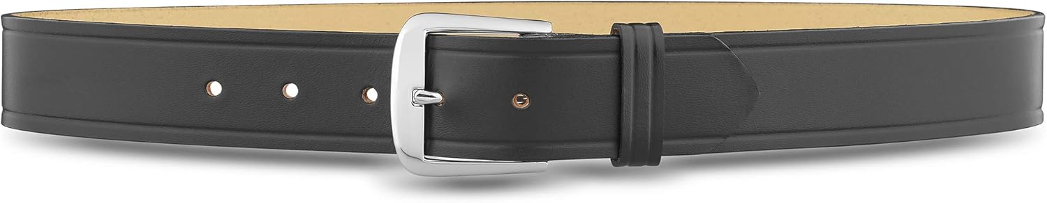 1-1/2" Plain Black Leather Garrison Belt - 100% Genuine Leather withNo Fillers