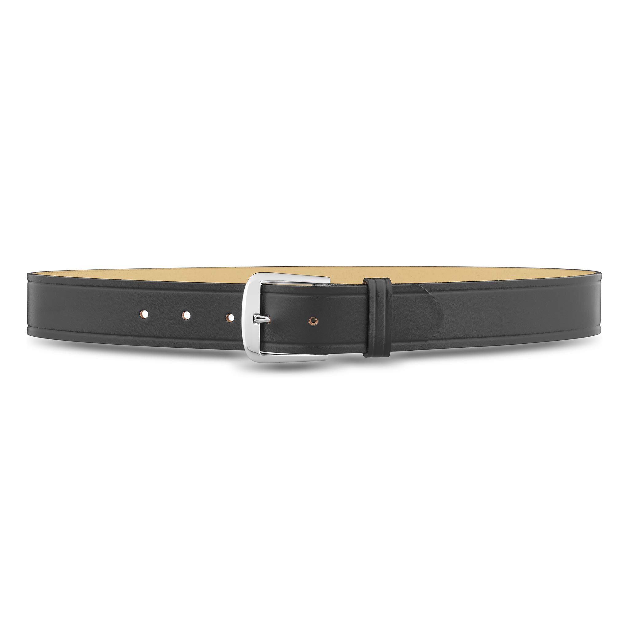 1-1/2" Plain Black Leather Garrison Belt - 100% Genuine Leather withNo Fillers