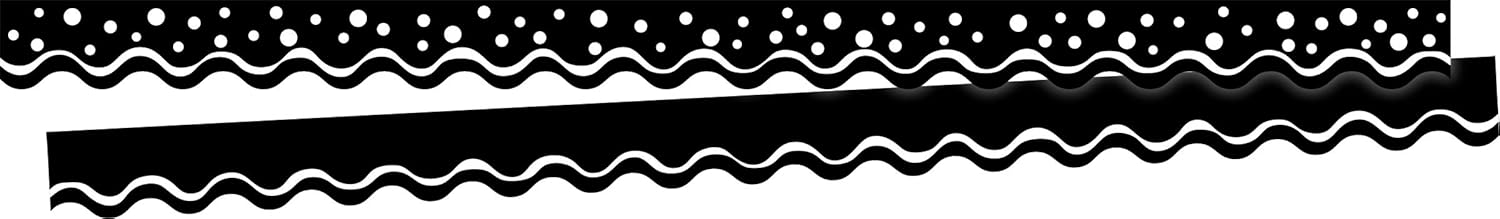 Barker Creek Double-Sided Scalloped Edge Border, Halloween, Tangerine&Black