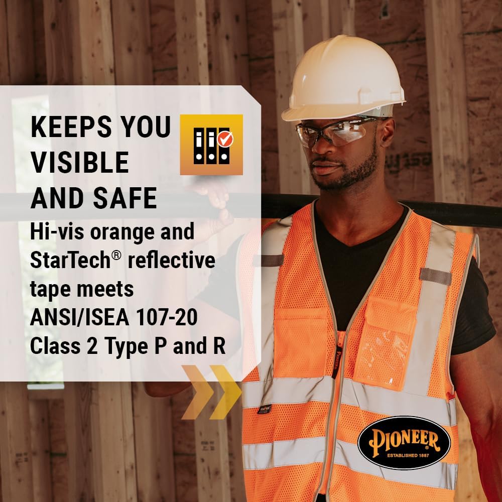 PIONEER Hi Vis Safety Vest - Reflective Cooling Mesh - 8 Pockets - Class 2