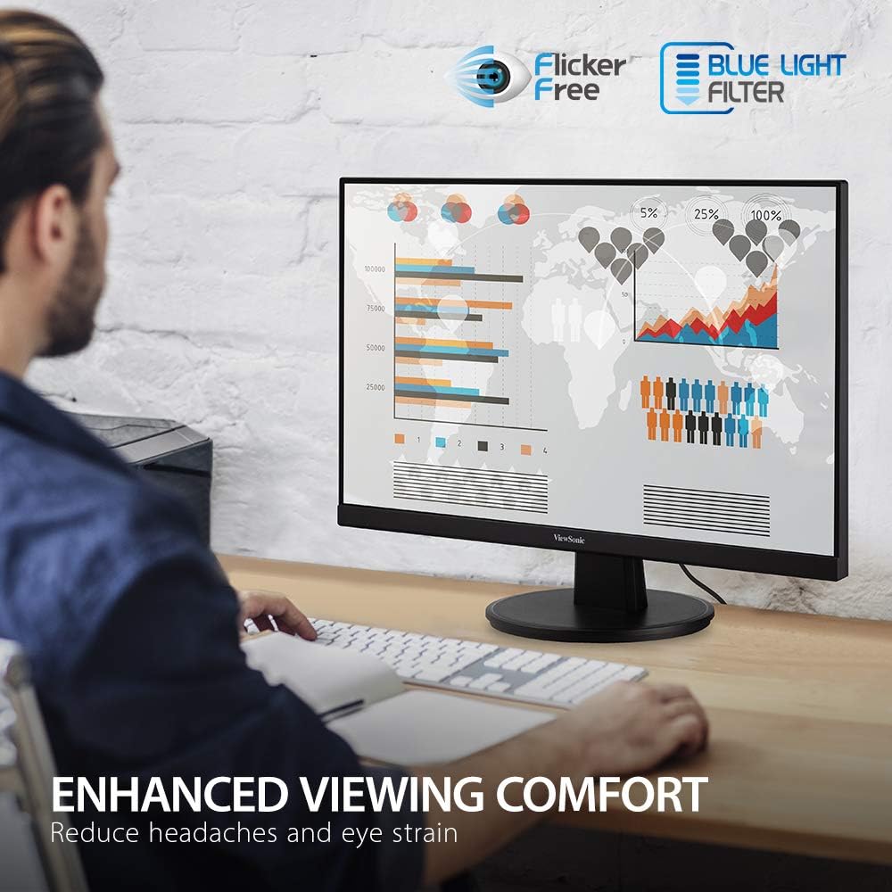 ViewSonic VA2247-MH / VA2447-MH Full HD 1080p Monitor with 100Hz, FreeSync, Eye Care