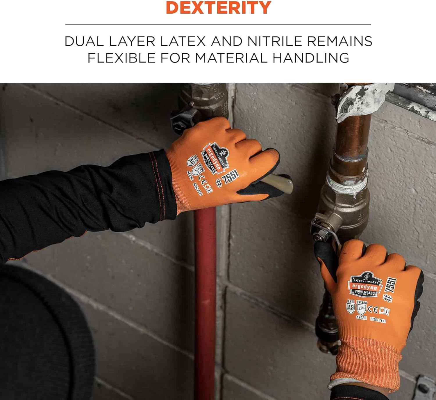 ERGODYNE ProFlex 7551 Coated Waterproof Winter Work Gloves - Cut-Resistant
