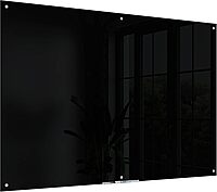 U Brands Non-Magnetic Glass Dry-Erase Board, 72in X 48in, Black Surface, Frameless, Actual Size 70in X 47in (173U00-01)