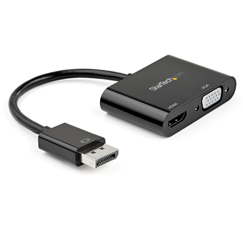 StarTech.com DisplayPort to HDMI VGA Adapter - DP 1.2 HBR2 to HDMI 2.0 (4K 60Hz) or VGA 1080p Converter Dongle - DP to HDMI or VGA Monitor Adapter - Digital Video Display Adapter (DP2VGAHD20)