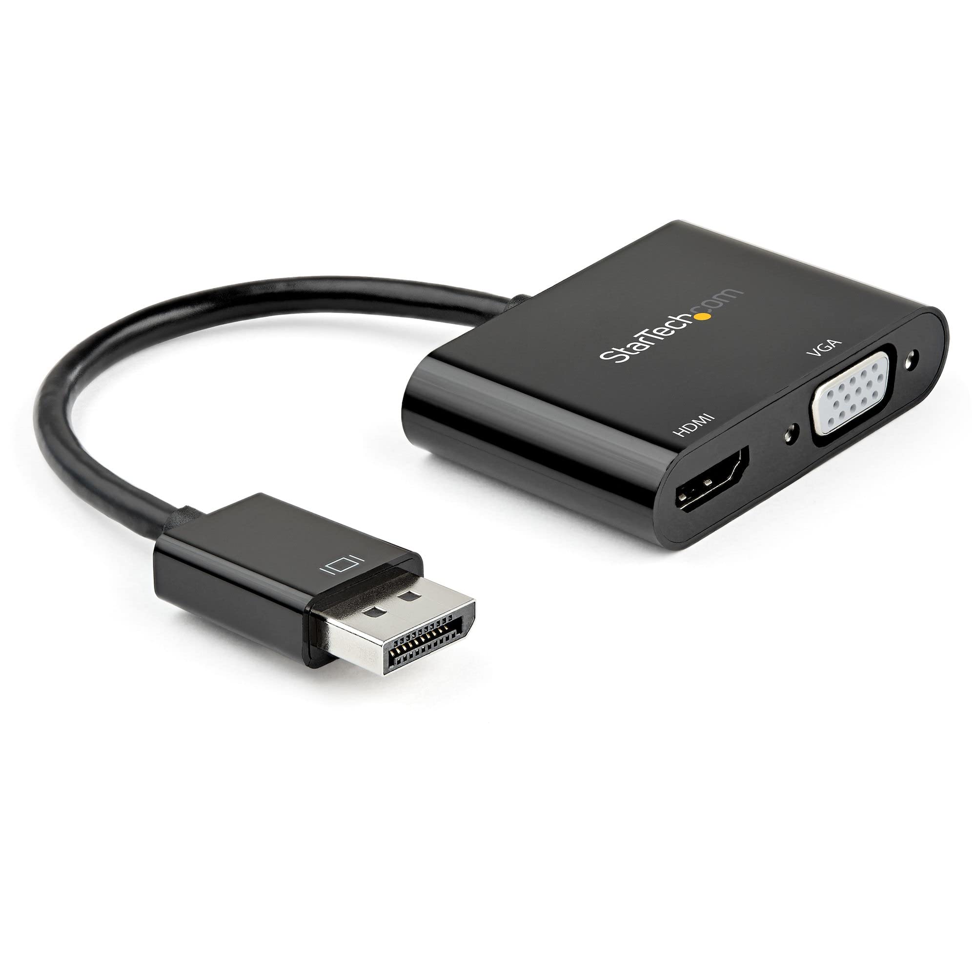 StarTech.com DisplayPort to HDMI VGA Adapter - DP 1.2 HBR2 to HDMI 2.0 (4K 60Hz) or VGA 1080p Converter Dongle