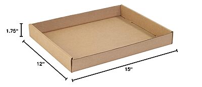 Aviditi Corrugated Cardboard Trays, 15" x 12" x 1 3/4", Kraft Brown, Perfect for Transporting Small and Lightweight Loads