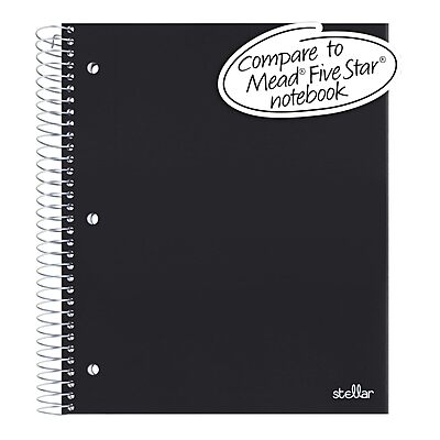 Office Depot® Brand Stellar Poly Notebook, 8 1/2" x 11", 3 Subject, College Ruled, 300 Pages (150 Sheets), Black