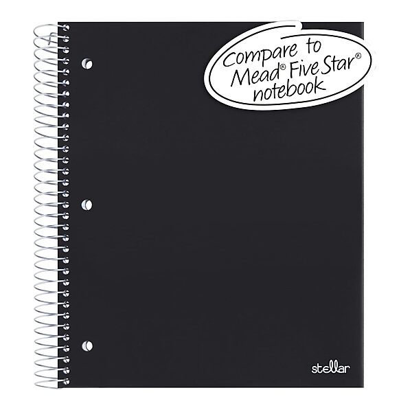 Office Depot® Brand Stellar Poly Notebook, 8 1/2" x 11", 3 Subject, College Ruled, 300 Pages (150 Sheets), Black