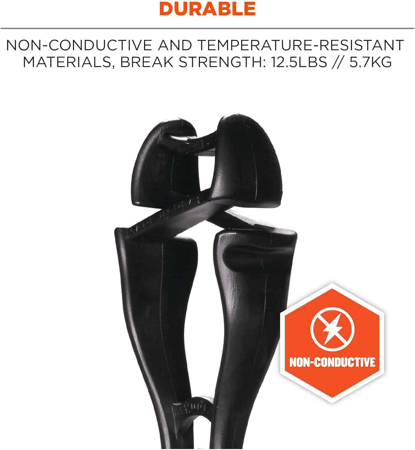 Ergodyne Squids 3420 Swiveling Dual-Clip Glove Holders, 5-1/2 in, Black - Set of 6