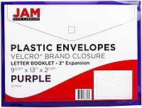 JAM PAPER Plastic Booklet Expansion Envelopes with Hook & Loop Closure - Letter