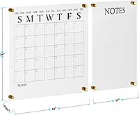 Martha Stewart Grayson Acrylic Wall Calendar and Notes Board with Dry Erase Marker