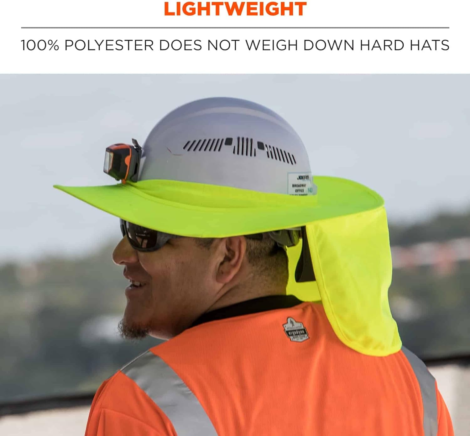 Ergodyne Chill-Its 6660 Attachable Hard Hat Brim with Neck Shade, Lime (Pack of 3)
