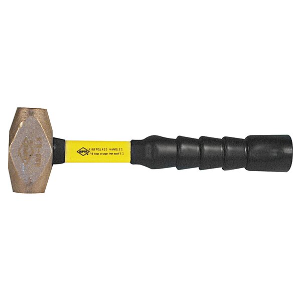 Nupla 30-040 Brass Sledge Hammers, 4 lb., 12" SG Grip Handle, Yellow
