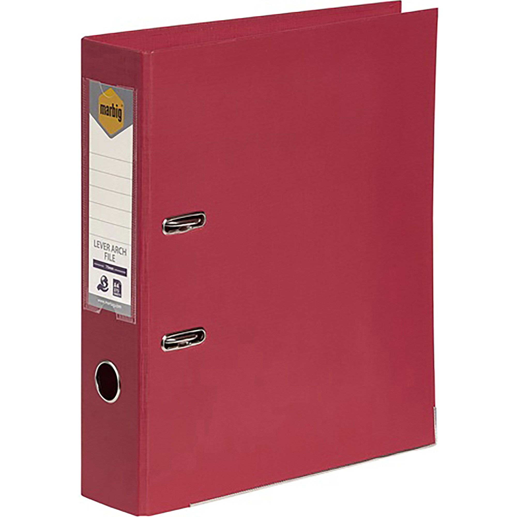 Marbig Linen PE Lever Arch Binder A4 75mm Deep Red