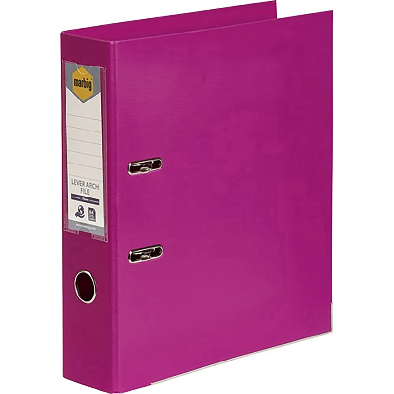 Marbig Linen PE Lever Arch Binder A4 75mm Pink
