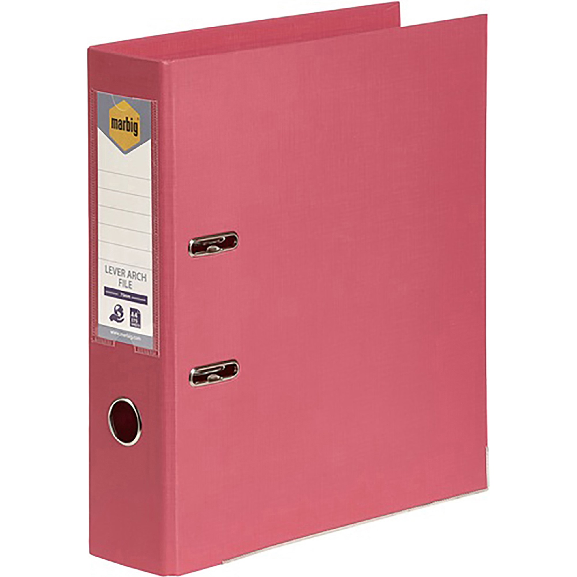 Marbig Linen PE Lever Arch Binder A4 75mm Coral
