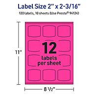 Avery Printable Arched Square Labels with Sure Feed Technology, Print-to-The-Edge, Laser/Inkjet