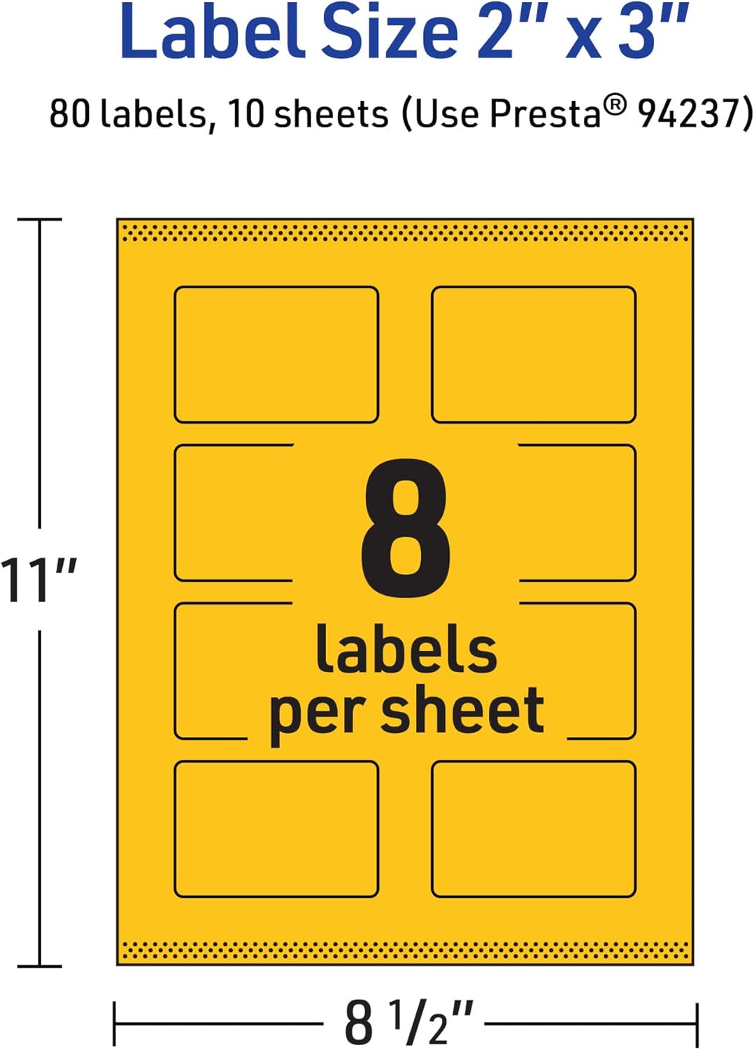 Avery Printable Rectangle Labels, Sure Feed Technology, 2" x 3", Bright Yellow, Print-to-the-Edge, Laser/Inkjet