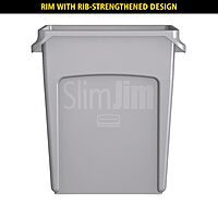 RUBBERMAID COMMERCIAL Slim Jim Vented Rectangular Trash Can, 23 Gallon