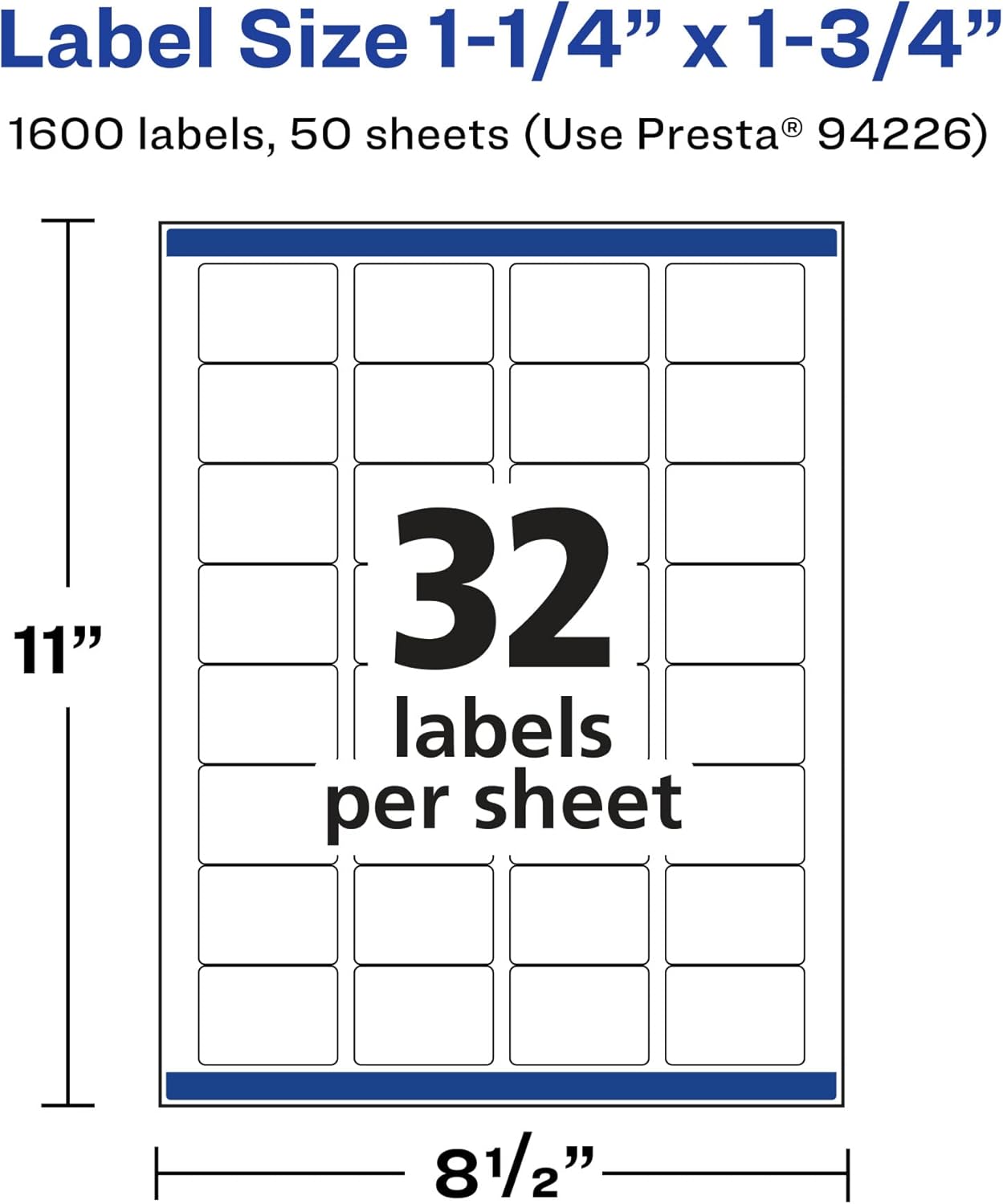 Avery Matte White Rectangle Labels, Sure Feed Technology, 1.25" x 1.75"