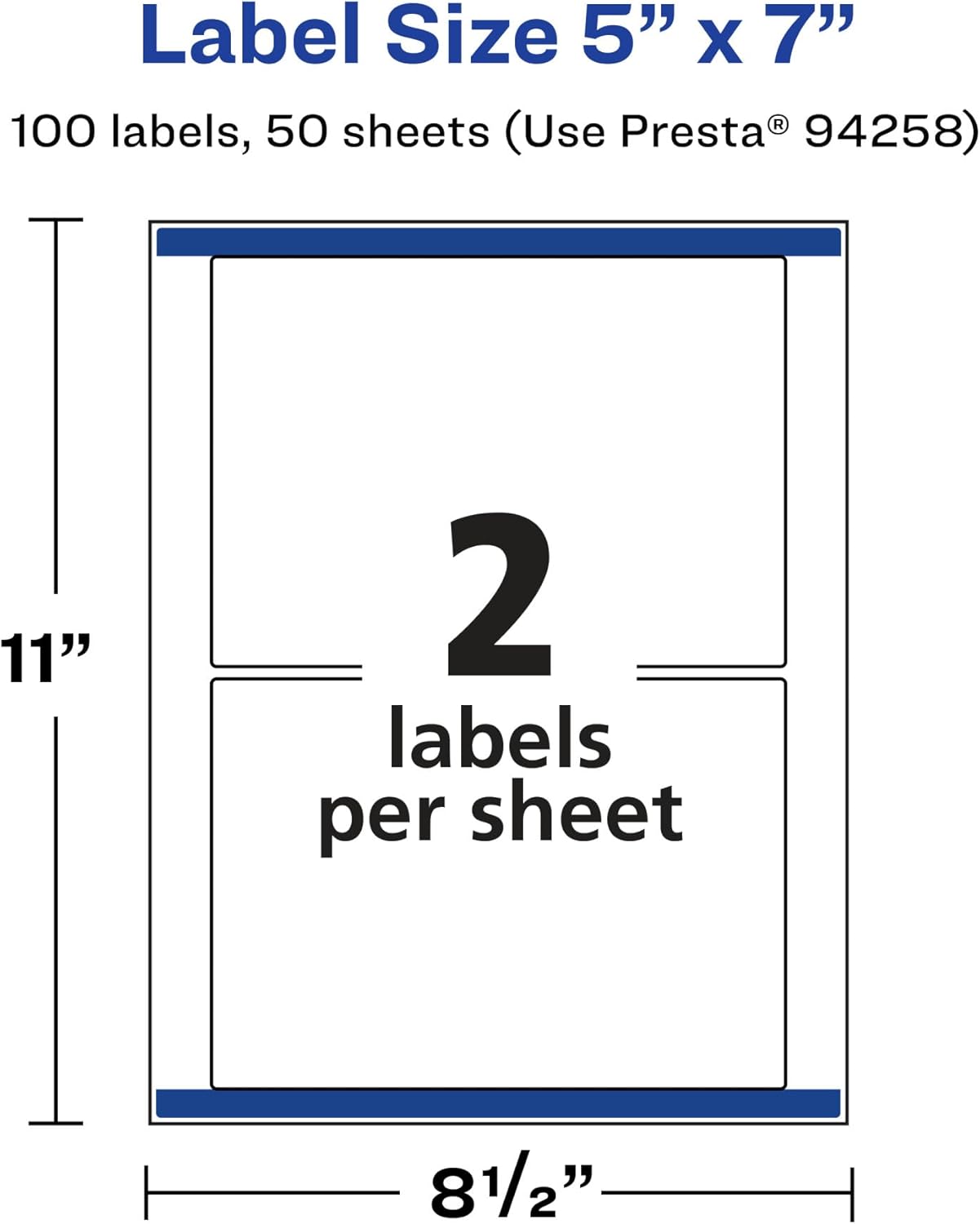 Avery Glossy Clear Rectangle Labels, Sure Feed Technology, 5\" x 7\", Laser/Inkjet Printable
