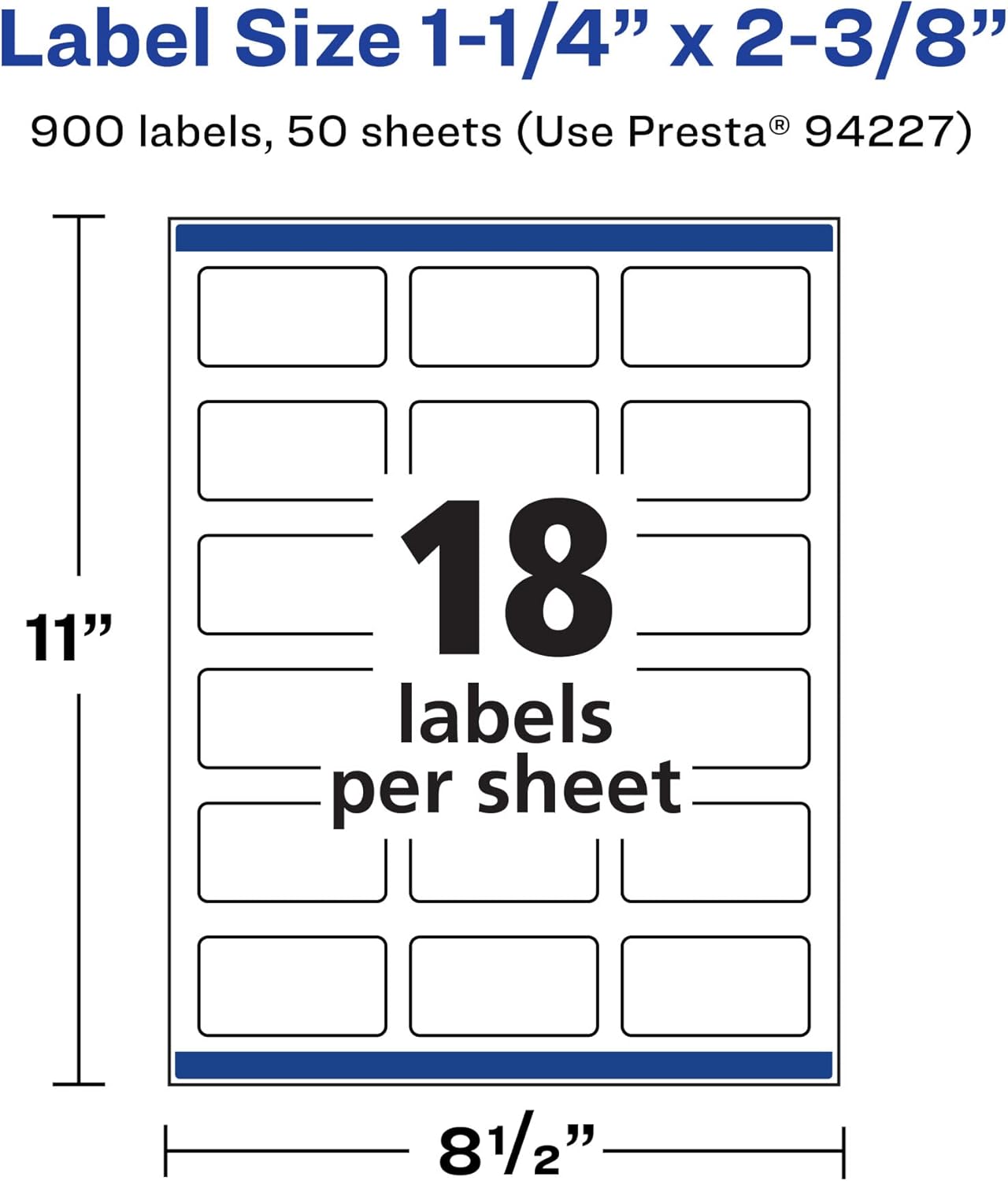 Avery Matte White Rectangle Labels, Sure Feed Technology, 1-1/4" x 2-3/8"