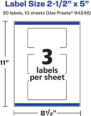 Avery Glossy Clear Rectangle Labels, Sure Feed Technology, 2.5" x 5", Print-to-The-Edge, Laser/Inkjet Printable
