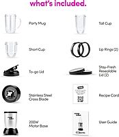 Magic Bullet Blender, Small, Silver, 11 Piece Set 11 Piece Blender Set Silver/Black