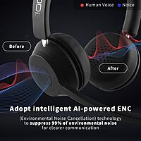 CODi Bluetooth Wireless Dual Ear Stereo Headset - with AI-Environmental Noise Cancellation (ENC) technology