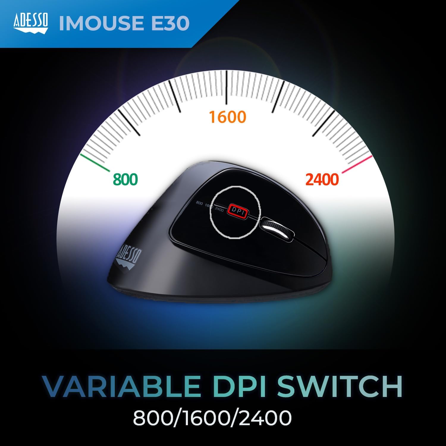 iMouse E30 2.4GHz Wireless Ergonomic Vertical Mouse Adjustable DPI Programmable Driver Optical Sensor Right Handed