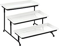 Elama 3-Tier Porcelain Serveware Set with Metal Rack