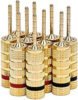 Monoprice 9438 Gold Plated Speaker Pin Plugs - 5 Pairs - Pin Screw Type, For Speaker Wire, Home Theater, Wall Plates And More