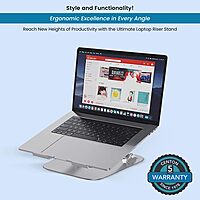 OTM Essentials Adjustable Laptop Stand, 10-5/8inH x 9inW x 9inD, Silver