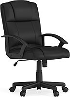 Flash Furniture Coffman Flash Fundamentals Mid-Back LeatherSoft Office and Gaming Chair, Ergonomic Office Chair with Padded LeatherSoft Seat and Arms, Black
