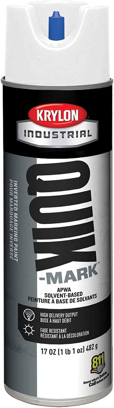 Quik-Mark™ APWA Solvent-Based White Inverted Marking Paint [Set of 12]