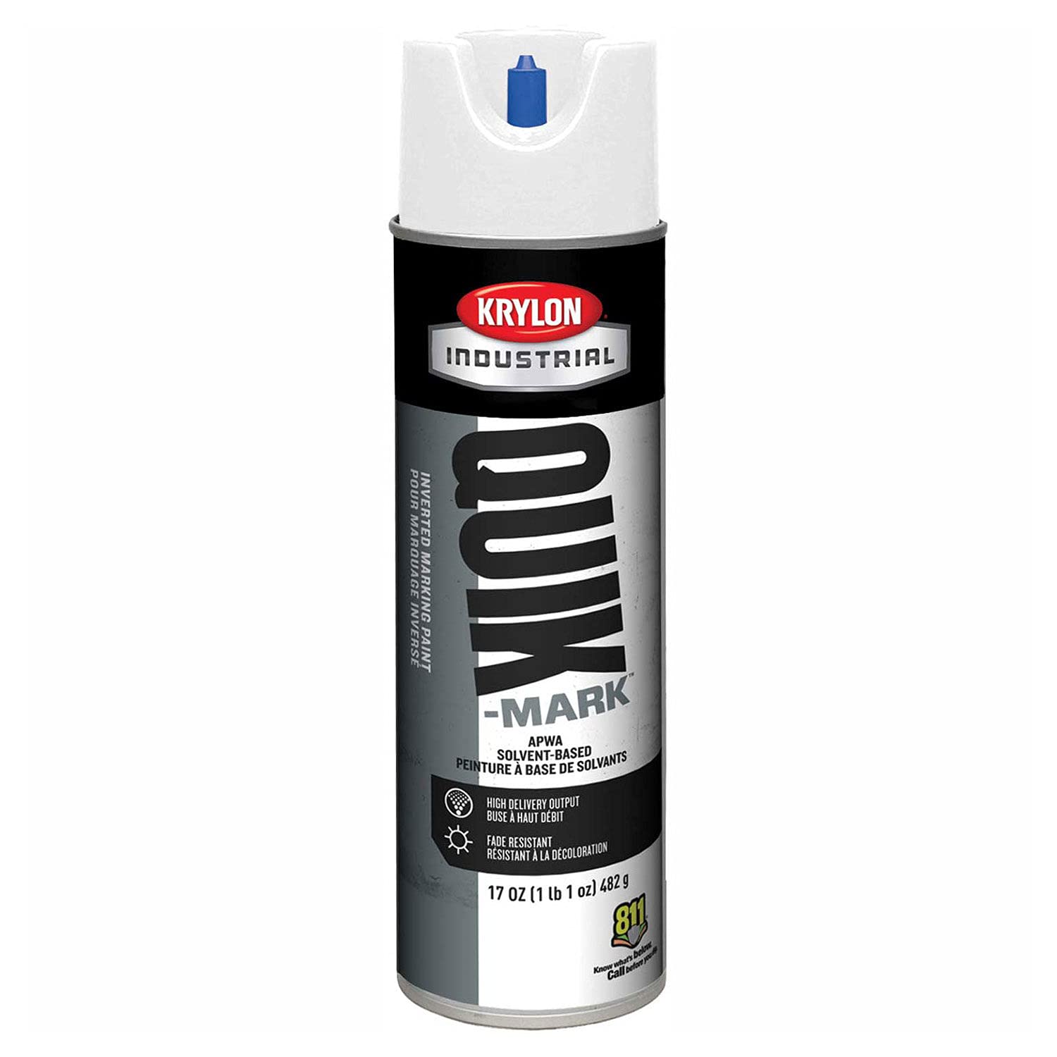 Quik-Mark™ APWA Solvent-Based White Inverted Marking Paint [Set of 12]