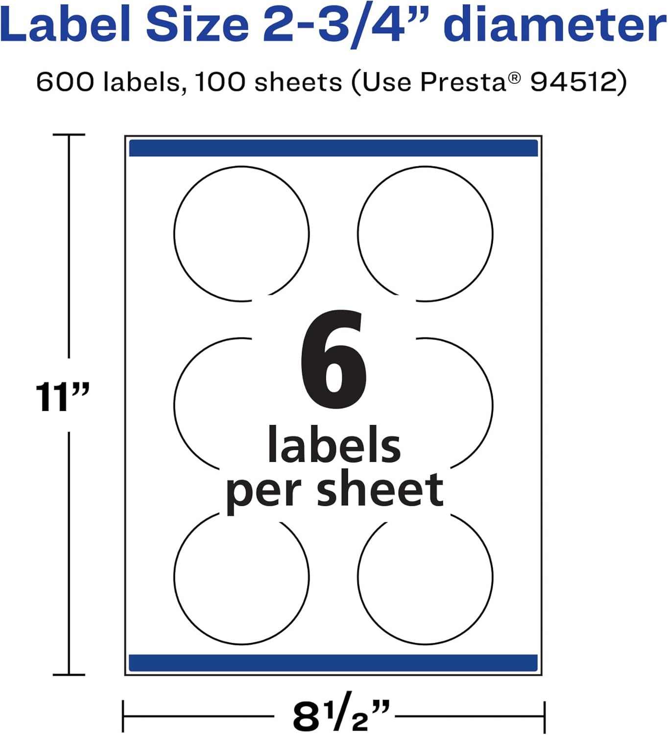 Avery Matte White Round Labels, Sure Feed Technology, 2.75" Diameter