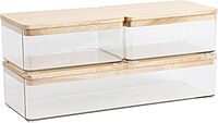 Martha Stewart Grady Stackable Plastic Storage Boxes with Lids, Set of 3