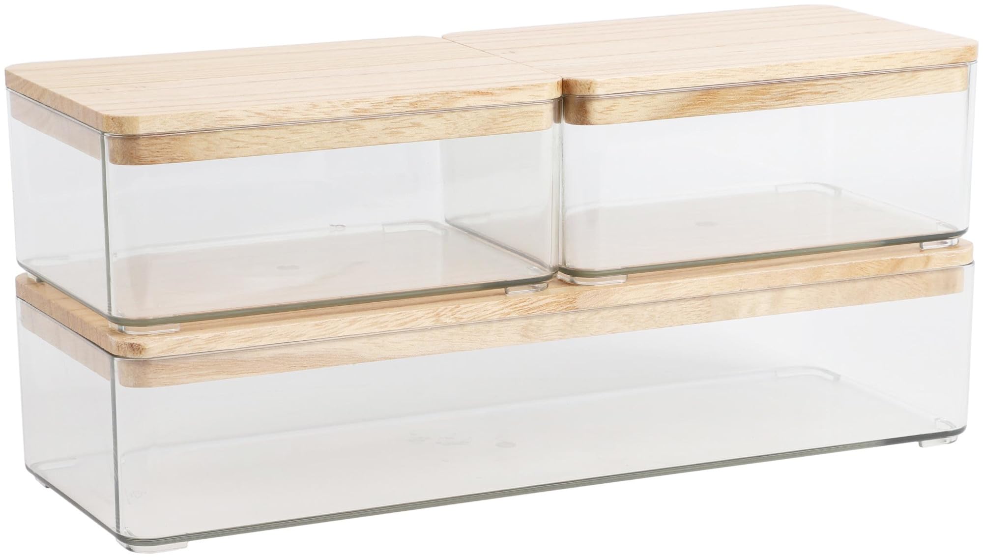 Martha Stewart Grady Stackable Plastic Storage Boxes with Lids, Set of 3