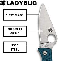 Spyderco Ladybug 3 Lightweight Knife with 1.97" K390 Premium Stainless Steel Blade and Durable Blue FRN Handle - PlainEdge - LFP3K390