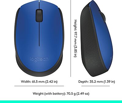 Logitech M170 Wireless Mouse for PC, Mac, Laptop, 2.4 GHz with USB Mini Receiver - Battery Life, Ambidextrous