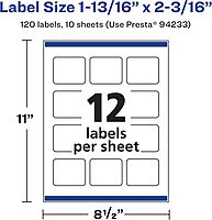 AVERY Durable Waterproof Rectangle Labels, Sure Feed Technology, 1-13/16" x 2-3/16"