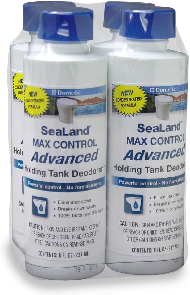 Dometic 379700029, Max Control Natural Waste Digester and Odor Eliminator Bottle, 8oz, 4- Pack