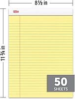 Office Depot(R) Perforated Writing Pads, 8 1/2" x 11 3/4", Legal Ruled, Canary, Pack Of 12