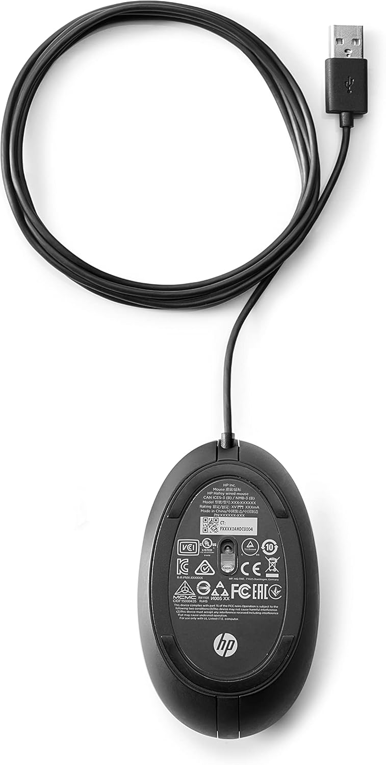 HP Wired Desktop 320M Mouse - Optical - Cable - USB - 1000 dpi - Scroll Wheel - 3 Button(s) - Symmetrical